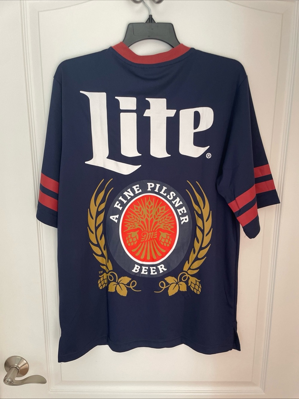 NWT Men’s Navy Blue Miller Lite #75 Football Jersey Size Small
